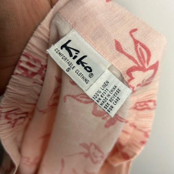 Kiko Vtg 100% Linen button down slip Boho minimalist Sustainable knee Skirt S - Picture 7 of 8